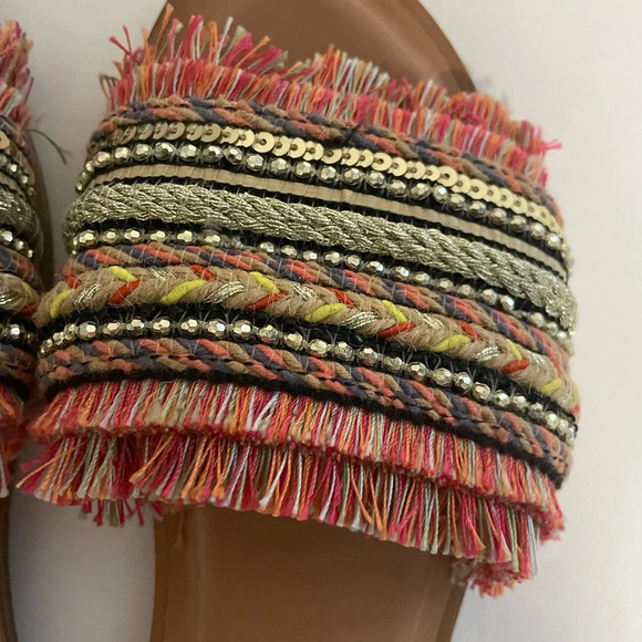 Aldo Nalani Multicolour Fringe embellished Flat Sandals -  6.5 - Picture 3 of 7